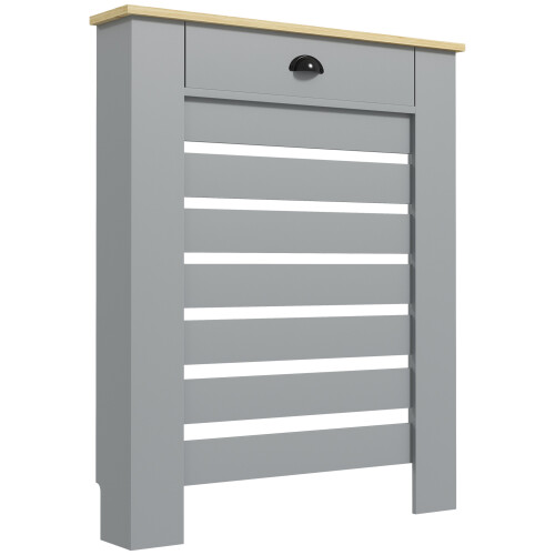 Homcom HOMCOM Radiator Cover with Drawer, Horizontal Slat, 78cm, Grey