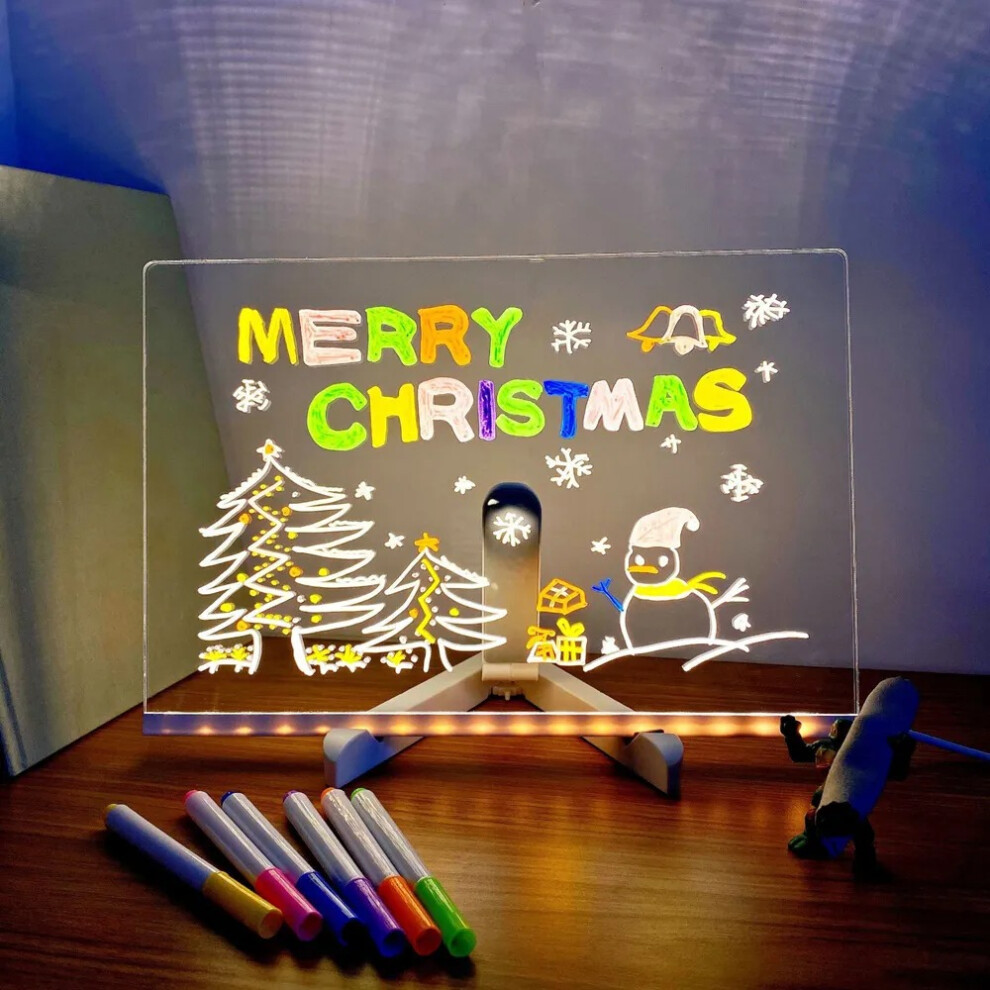 LED Note Board with Colors, Acrylic Dry Erase Board with 7 Pens