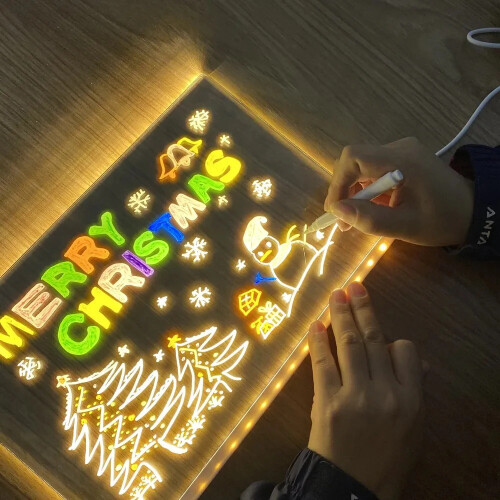 LED Note Board with Colors, Acrylic Dry Erase Board with 7 Pens 1