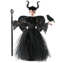 (140cm) Maleficent Dress Children Evil Queen Fairy Halloween