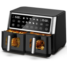 10L Dual Air Fryer, 2 Nonstick Drawers with Visible Window,10In1 Cooking Presets, Sync Cook & Finish, Smart Touch Screen
