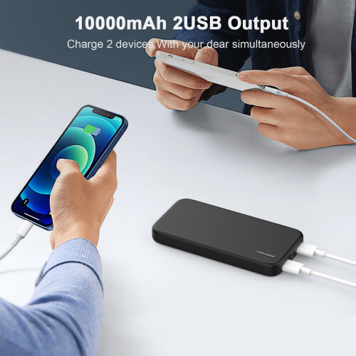 (Black) 10000mAh Slim Power Bank External Battery Pack 2
