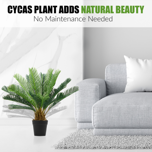 Large Artificial Palm Tree 60cm Cycas Realistic Plant Leaf Design UK 2