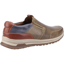 (Brown, 8 (Adults')) Hush Puppies Cole Leather Men's Khaki/Navy/Tan Leather Mix Loafers