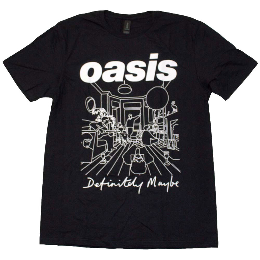 (S, Black) Oasis Definitely Maybe Line Drawing T Shirt