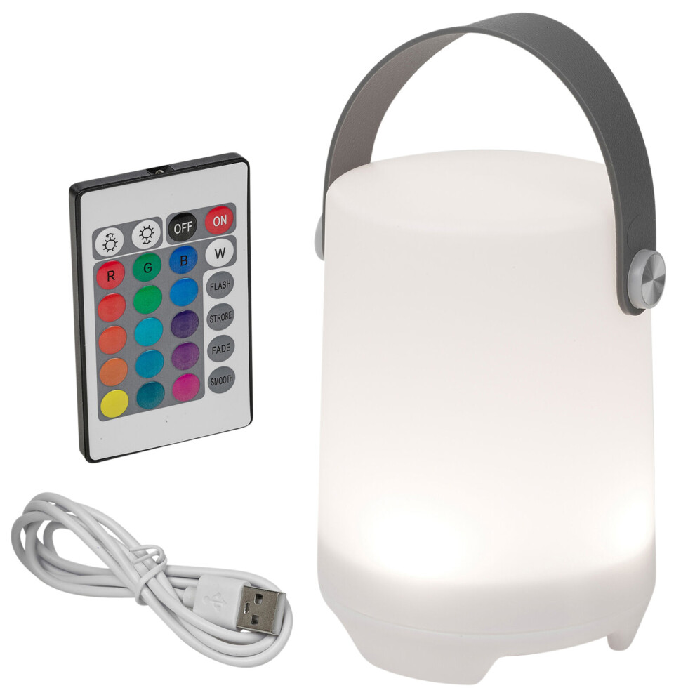 (1) 15cm LED Colour Changing Table Lamp Rechargeable USB Cable IP44