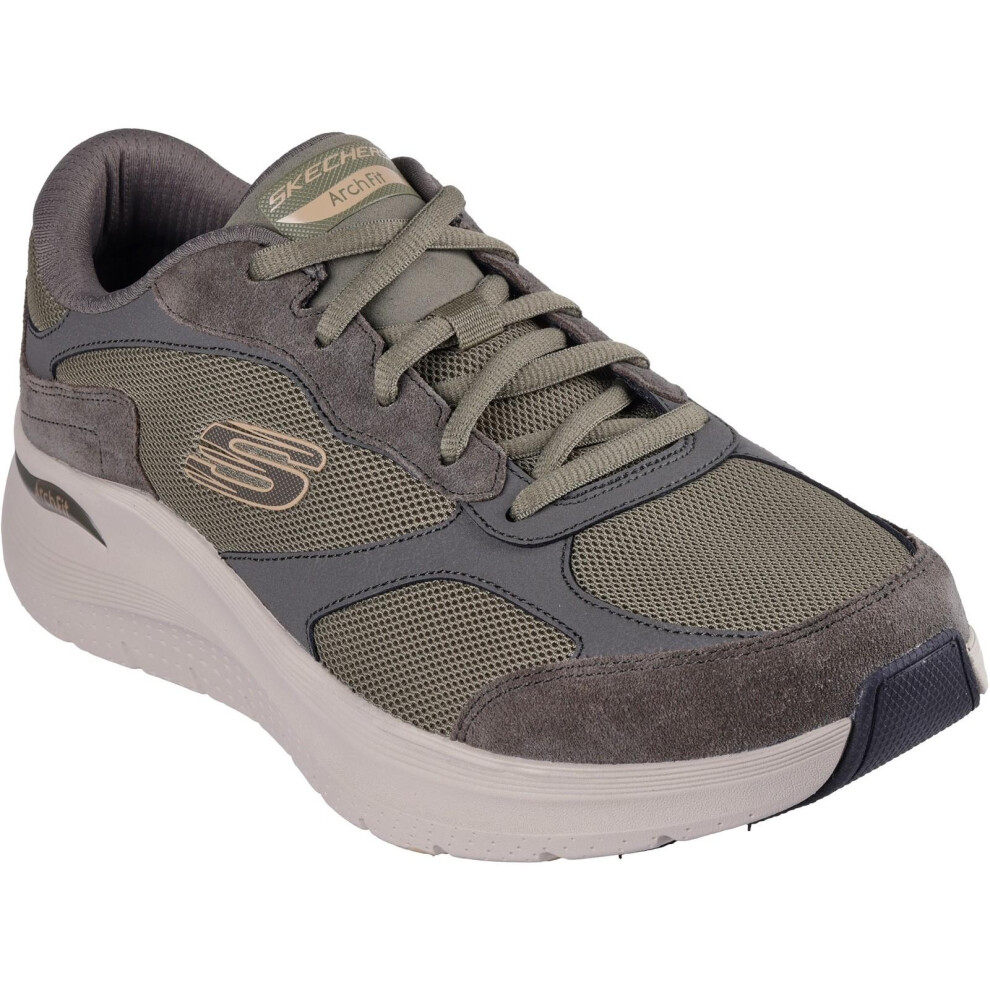 (6 UK, Olive) Skechers Mens 2.0 The Keep Leather Arch Fit Trainers