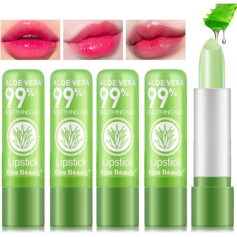 Gogerstar Cream 5Pcs Aloe Vera Lipstick Set Magic Temperature Colour Changing Lip Balm Long-Lasting Moisturising Aloe Vera Jelly Lipstick