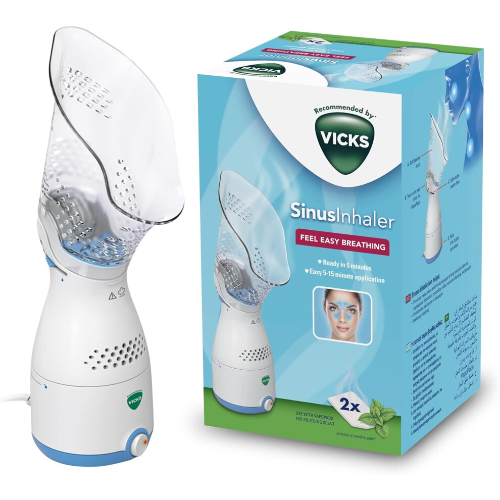 (Vicks Sinus Inhaler - Suitable during Coughs, Colds or Blocked Noses - Adjustable Steam Control - Automatic Shut Off - E) Vicks Sinus Inhaler - Suita