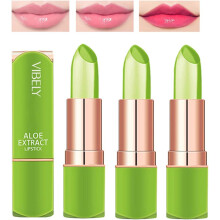 3Pcs Magic Temperature Colour Changing Lip Balm Set, Organic Aloe Vera Moisturizing Long Lasting Jelly Crystal Lipsticks