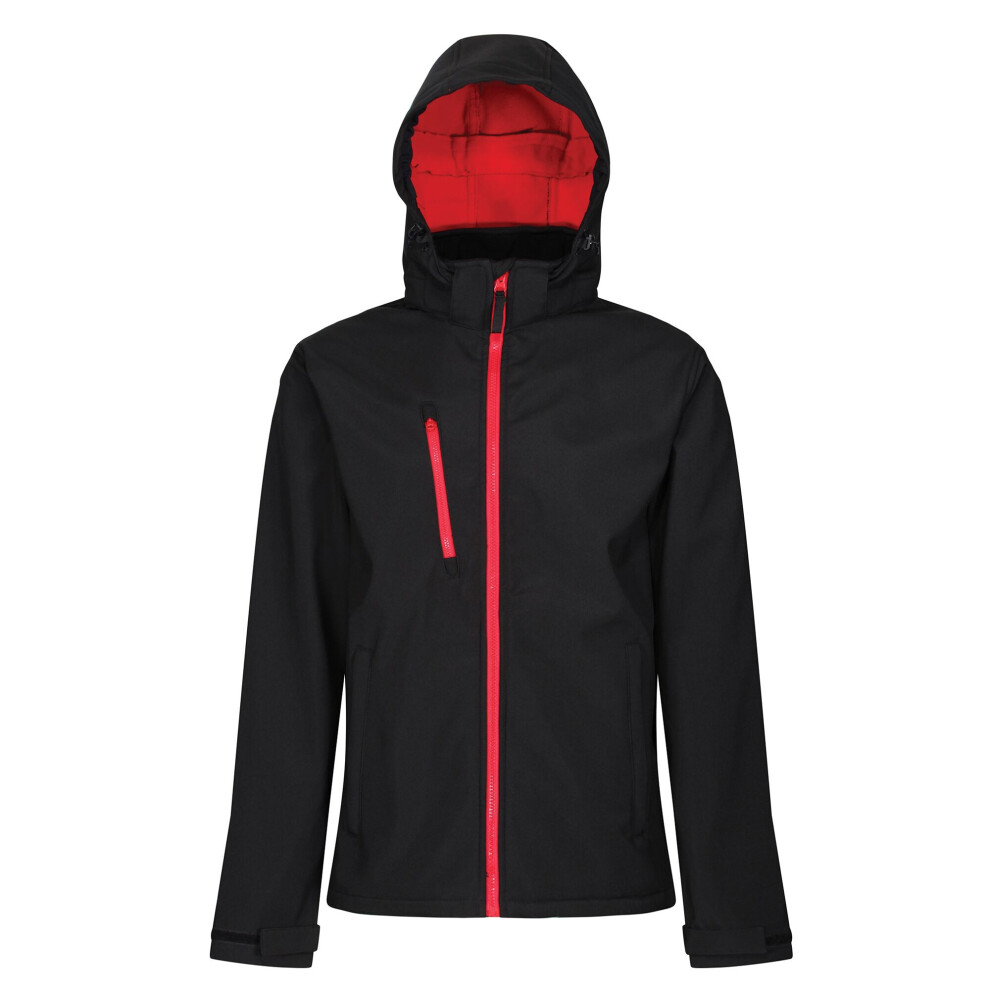 (S, Black/Red) Regatta Mens Venturer 3 Layer Membrane Soft Shell Jacket