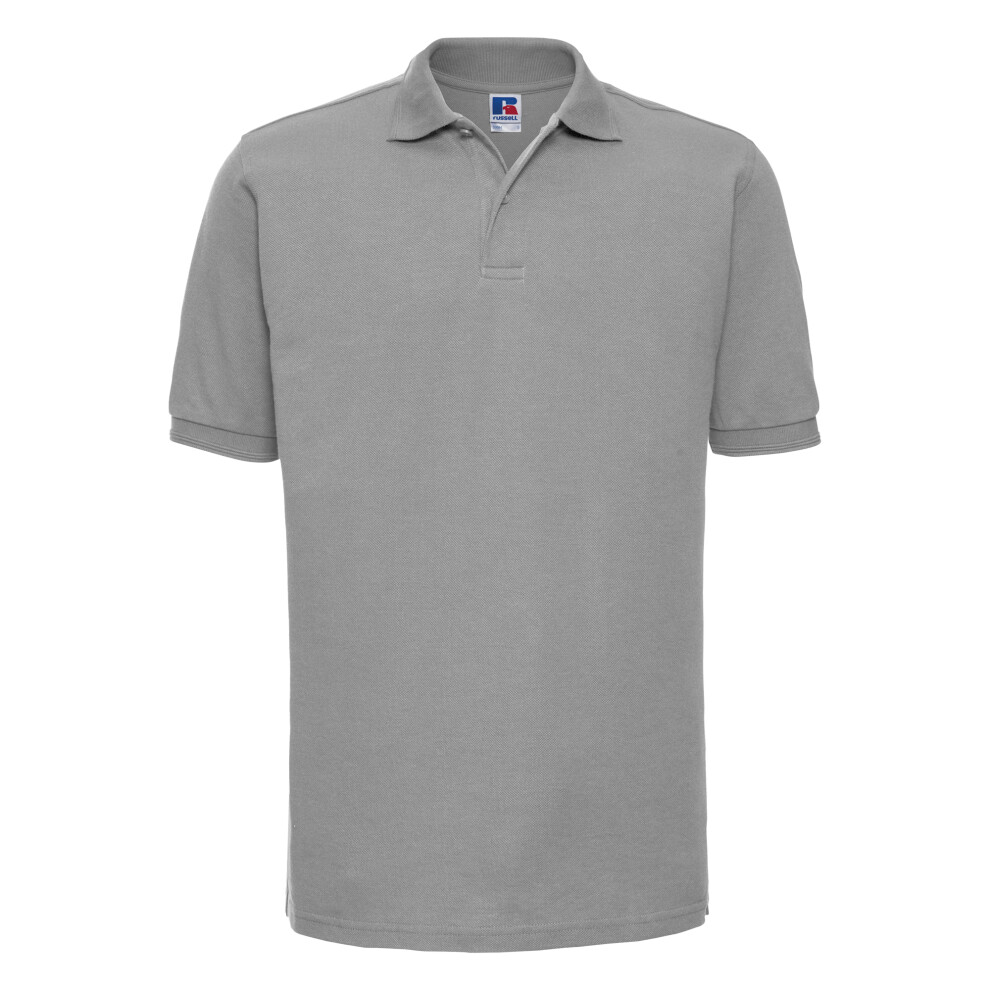 (3XL, Light Oxford) Russell Mens Ripple Collar & Cuff Short Sleeve Polo Shirt