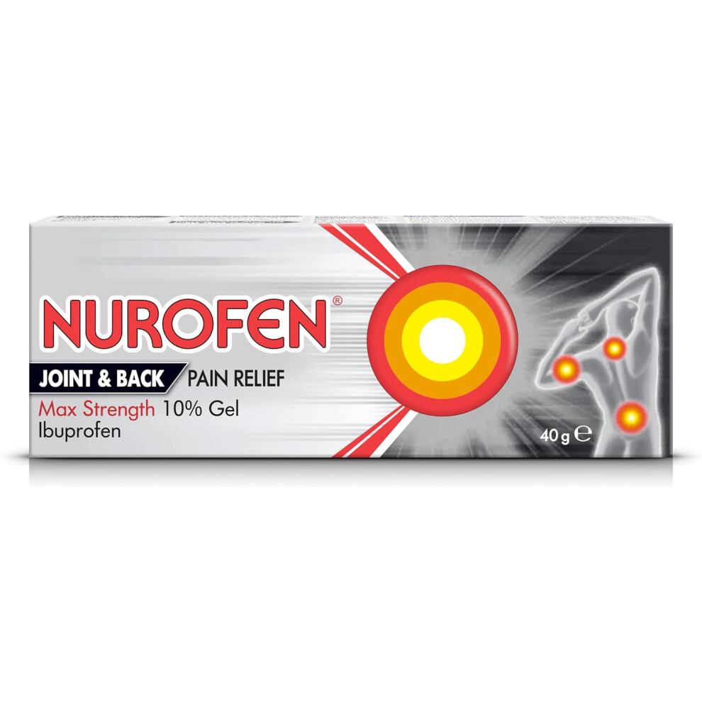 Nurofen Joint & Back Pain Relief Max Strength 10% Gel Ibuprofen, 40g