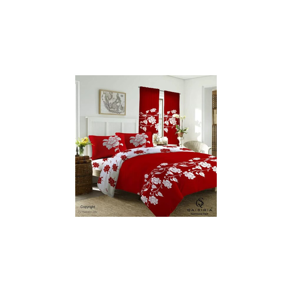 (RICHMOND RED, Single) New Duvet Set Quilt Cover Fitted Sheet Pillow Cases or Matching Curtains