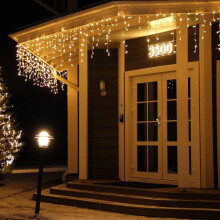 (17m, Warm White) Outdoor Icicle Lights, 17M 480 LED Outdoor Icicle Christmas Lights, Plug-In Icicle Lights with Memory, 8 Patterns Holiday Lighting