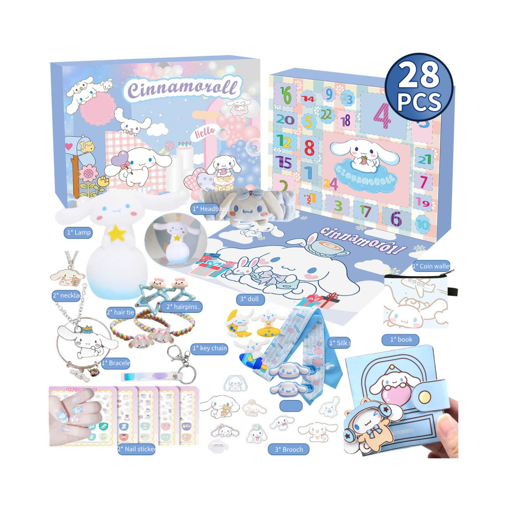 (Blue) Sanrio Christmas 24 Days Countdown Advent Calendar Surprise Blind Box Xmas Gift Blue