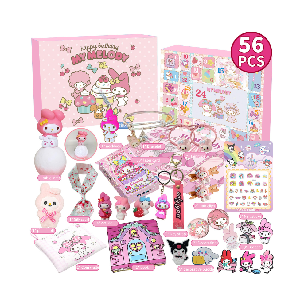 (Pink) Sanrio Christmas 24 Days Countdown Advent Calendar Surprise Blind Box Xmas Gift Pink