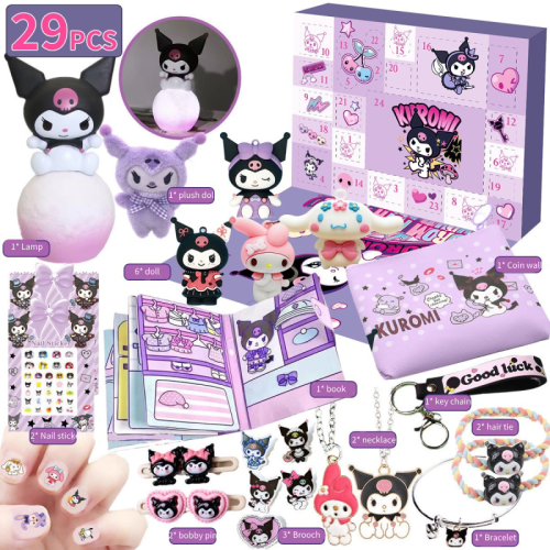 (Purple) Sanrio Christmas 24 Days Countdown Advent Calendar Surprise Blind Box Xmas Gift