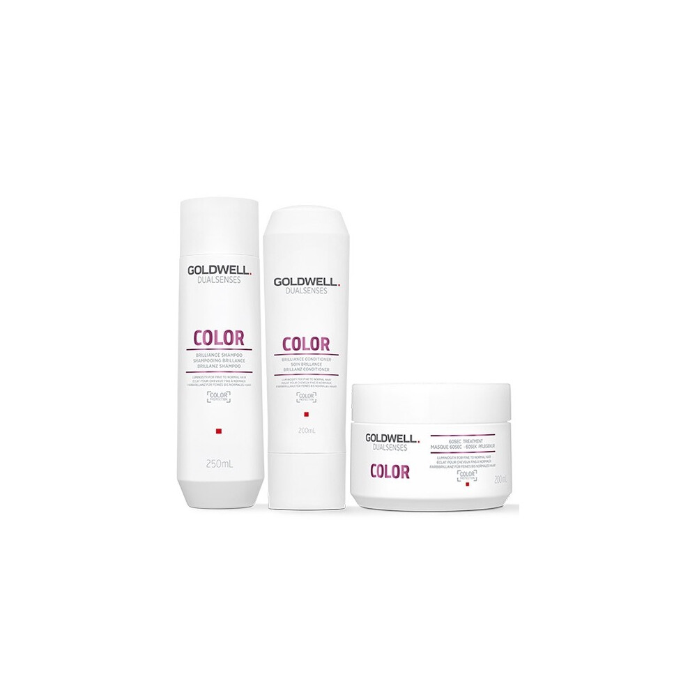 Goldwell Dualsenses Color Shampoo 250ml, Conditioner 200ml and 60sec Treatment 200ml