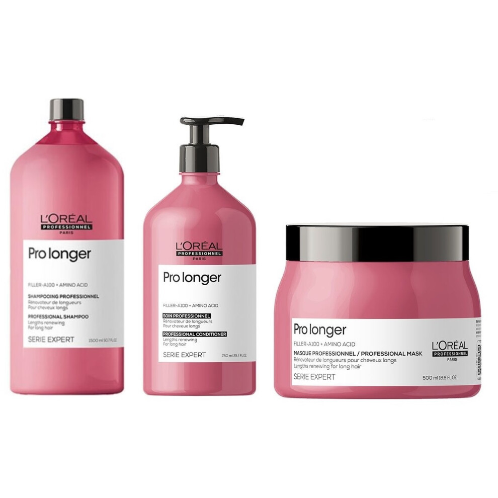 L'Oreal Serie Expert Pro Longer - Shampoo 1500ml - Conditioner 750ml - Mask 500ml - Leave In Cream 150ml