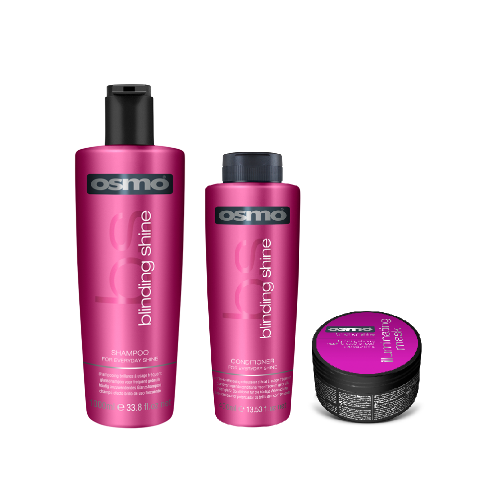 Osmo Blinding Shine Shampoo 1000ml, Conditioner 400ml and Illuminating Mask 300ml