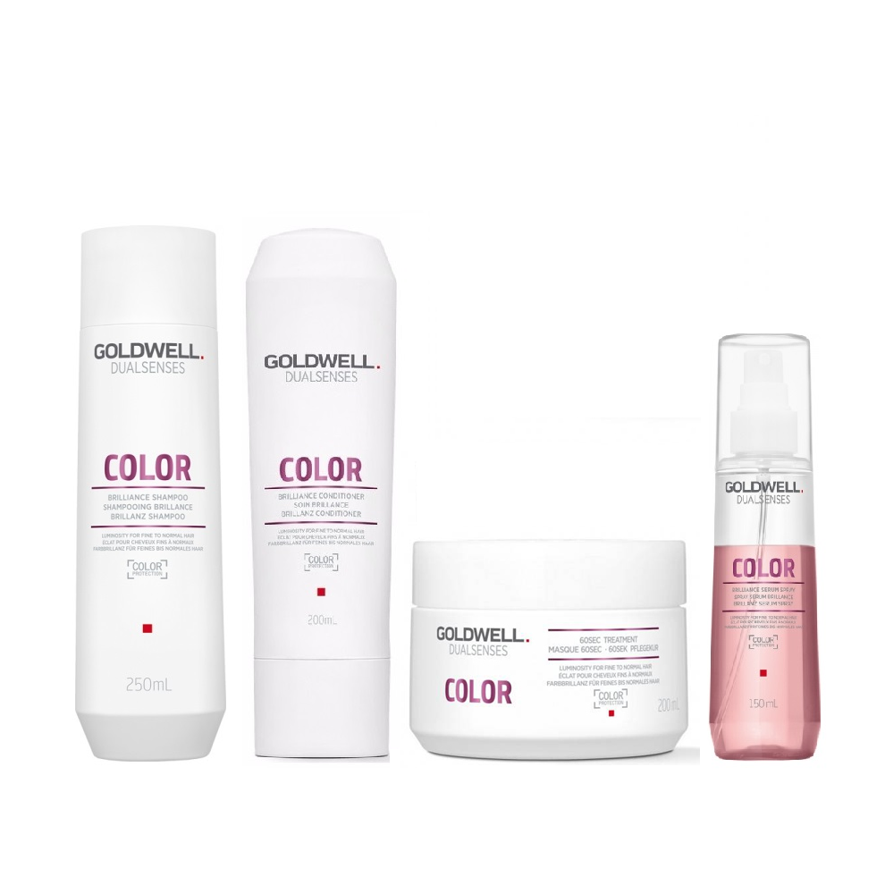 Goldwell Dualsenses Color Shampoo 250ml, Conditioner 200ml, 60sec Treatment 200ml, Serum Spray 150ml