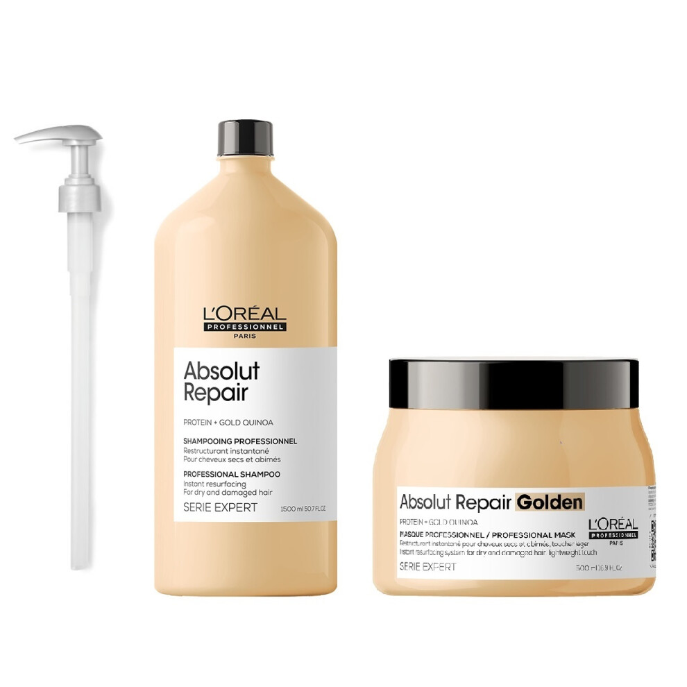 L'Oreal Serie Expert Absolut Repair - Pump - Shampoo 1500ml - Golden Mask 500ml