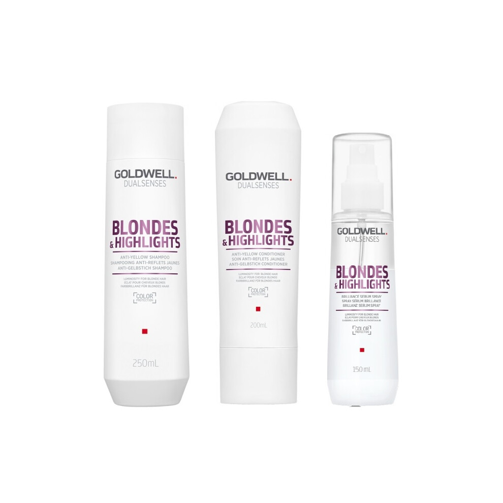 Goldwell Dualsenses Blondes & Highlights A-Y Shampoo 250ml, Conditioner 200ml and Serum Spray 150ml