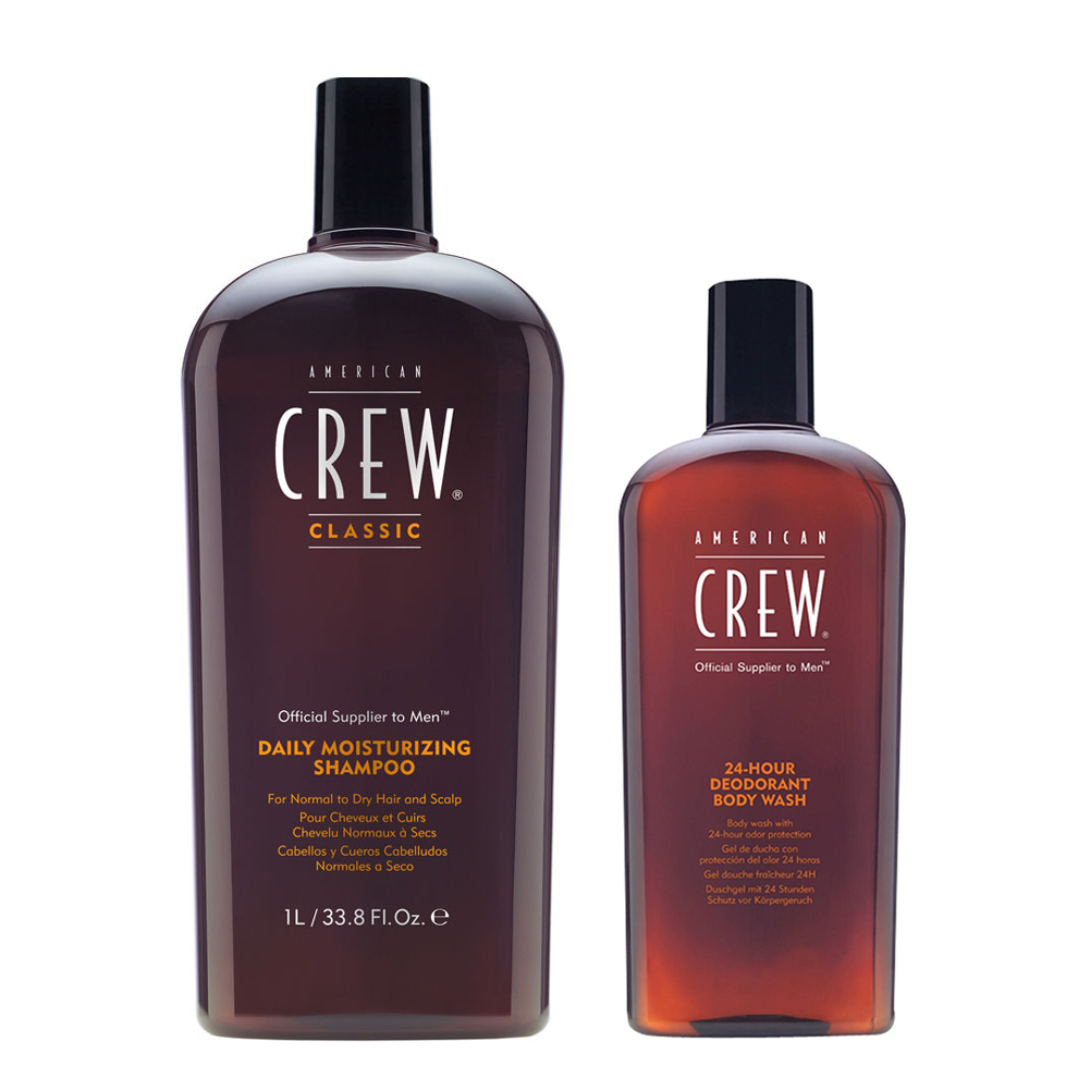 American Crew Daily Moisturizing Shampoo 1000ml and Deodorant Body Wash 450ml