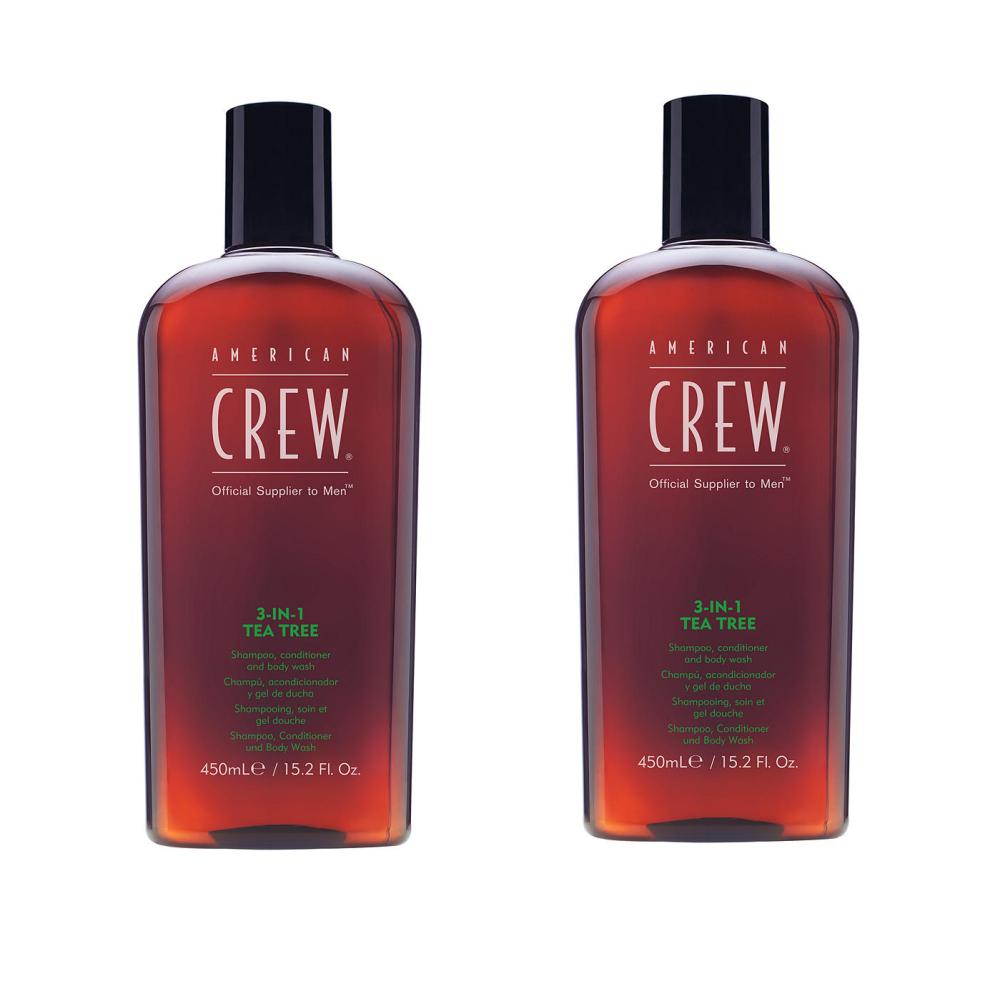 American Crew 3-In-1 Tea Tree Shampoo, Conditioner and Body Wash 450ml x2