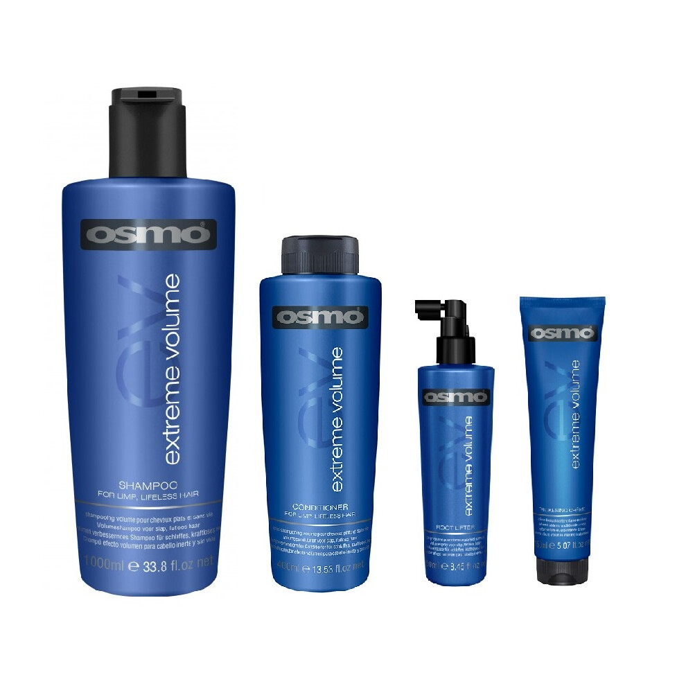 Osmo Extreme Volume Shampoo 1000ml, Conditioner 400ml, Thickening Creme 150ml and Root Lifter 250ml