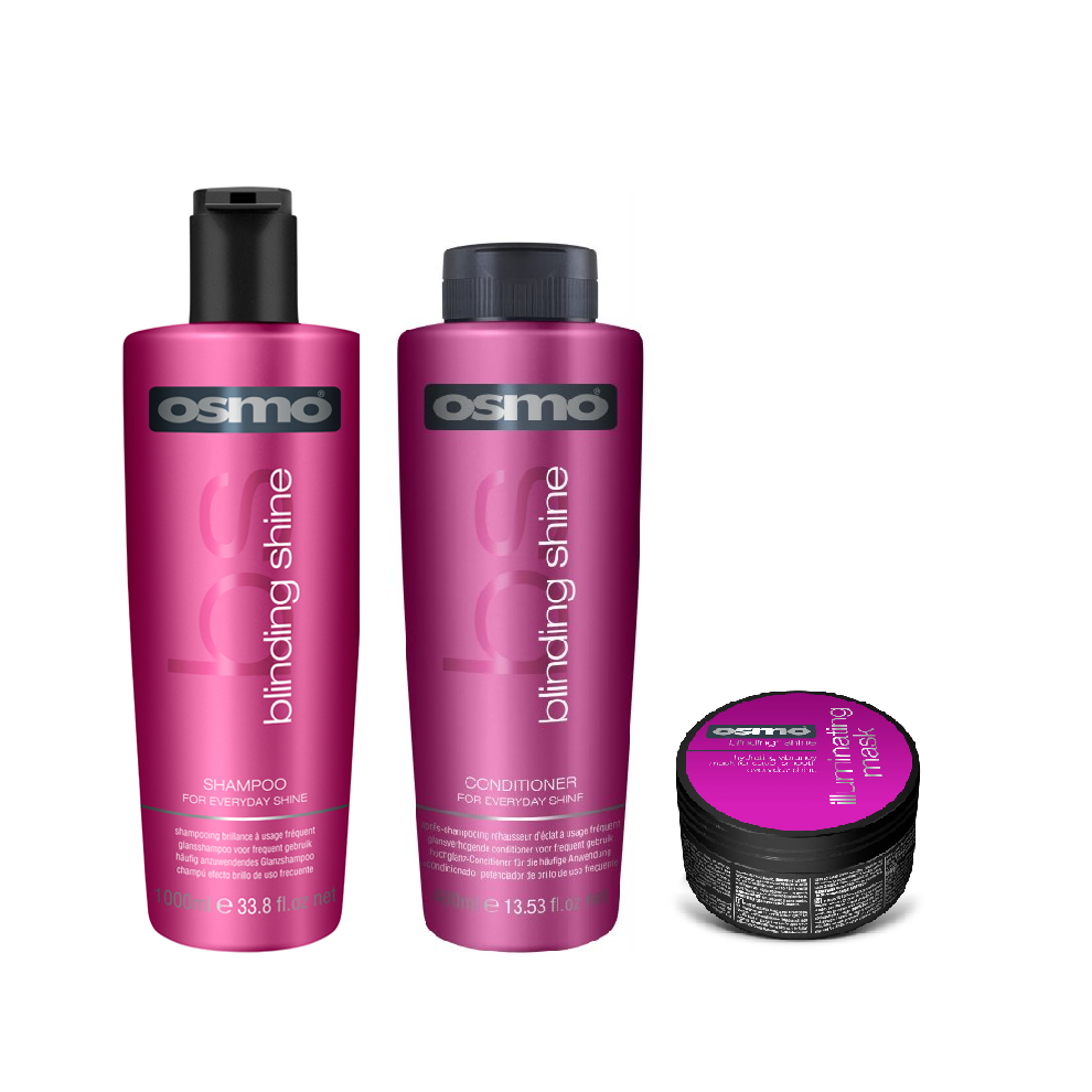 Osmo Blinding Shine Shampoo 1000ml, Conditioner 1000ml and Illuminating Mask 300ml