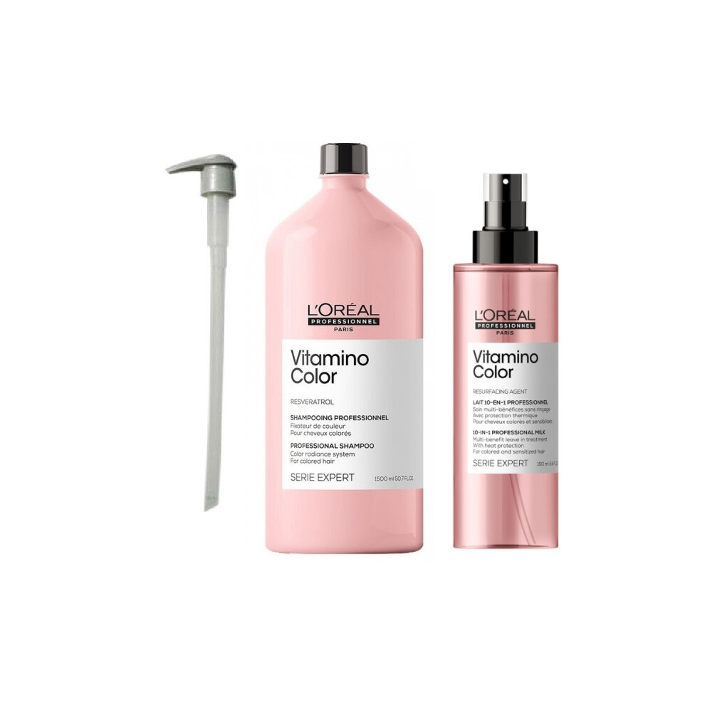 L'Oreal Serie Expert Vitamino Color - Pump - Shampoo 1500ml - Leave In Treatment 190ml