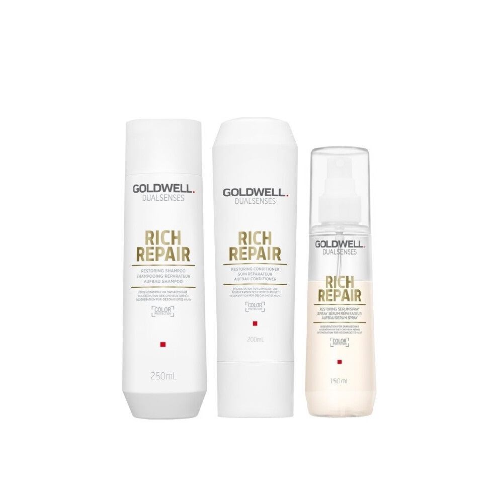 Goldwell Dualsenses Rich Repair Shampoo 250ml, Conditioner 200ml and Serum Spray 150ml