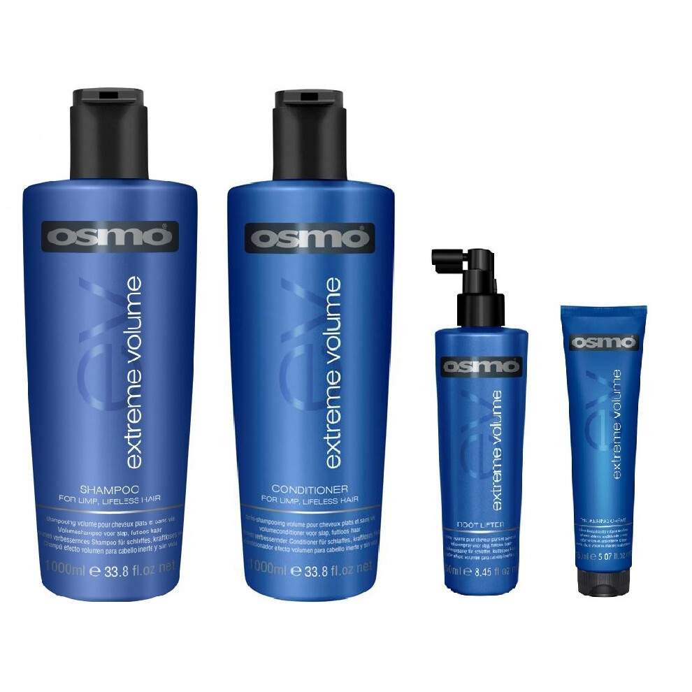 Osmo Extreme Volume Shampoo 1000ml, Conditioner 1000ml, Thickening Creme 150ml and Root Lifter 250ml