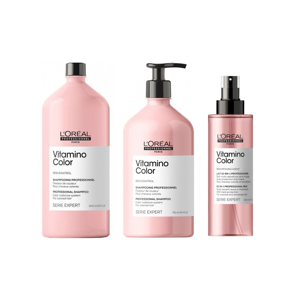 L'Oreal Serie Expert Vitamino Color - Shampoo 1500ml - Conditioner 750ml - Leave In Treatment 190ml