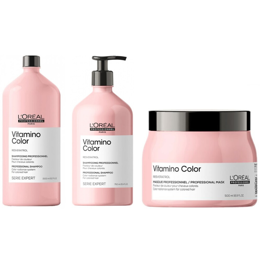 L'Oreal Serie Expert Vitamino Color - Shampoo 1500ml - Conditioner 750ml - Mask 500ml
