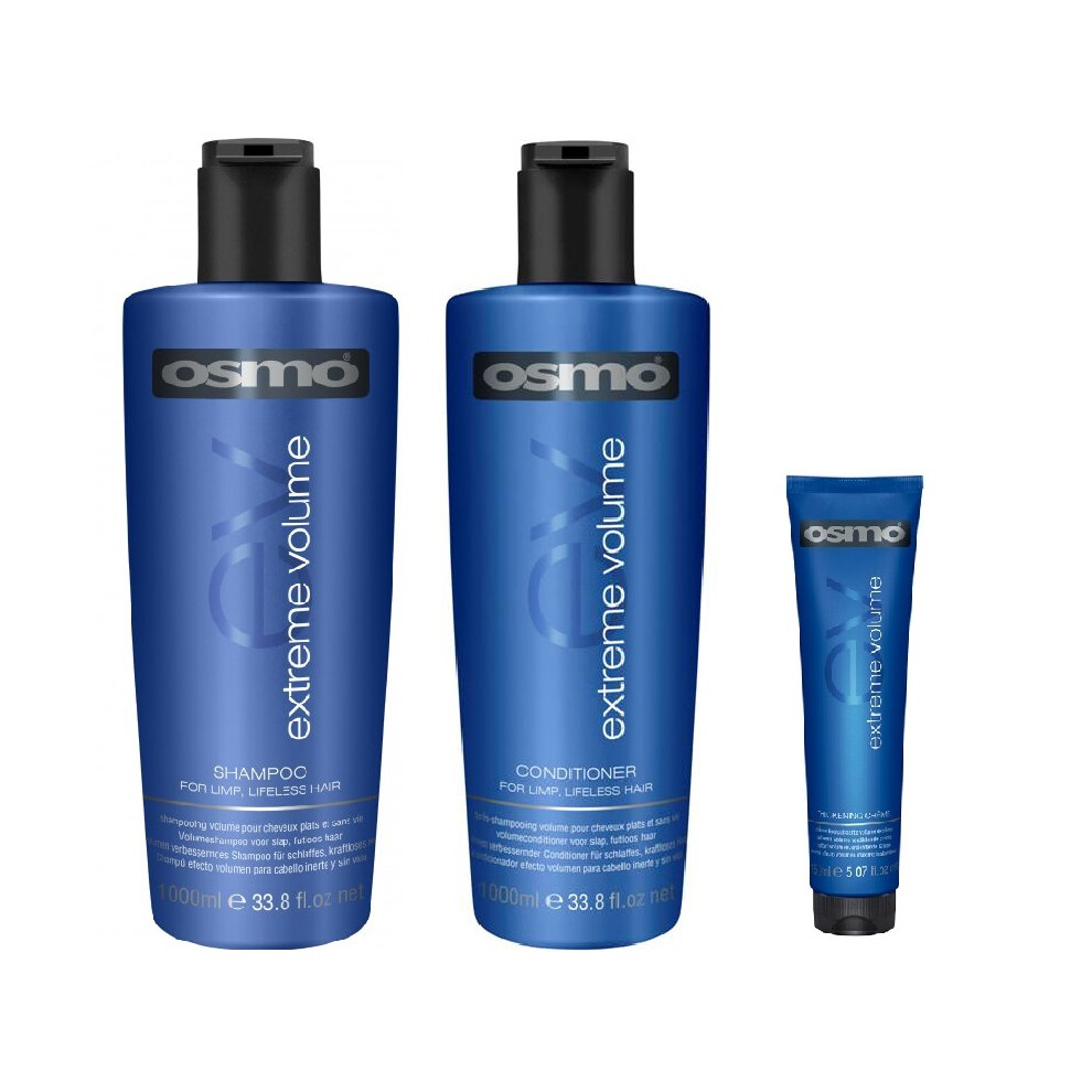 Osmo Extreme Volume Shampoo 1000ml, Conditioner 1000ml and Thickening Creme 150ml