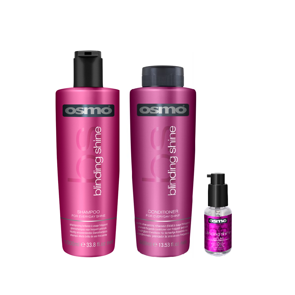 Osmo Blinding Shine Shampoo 1000ml, Conditioner 1000ml and Serum 50ml