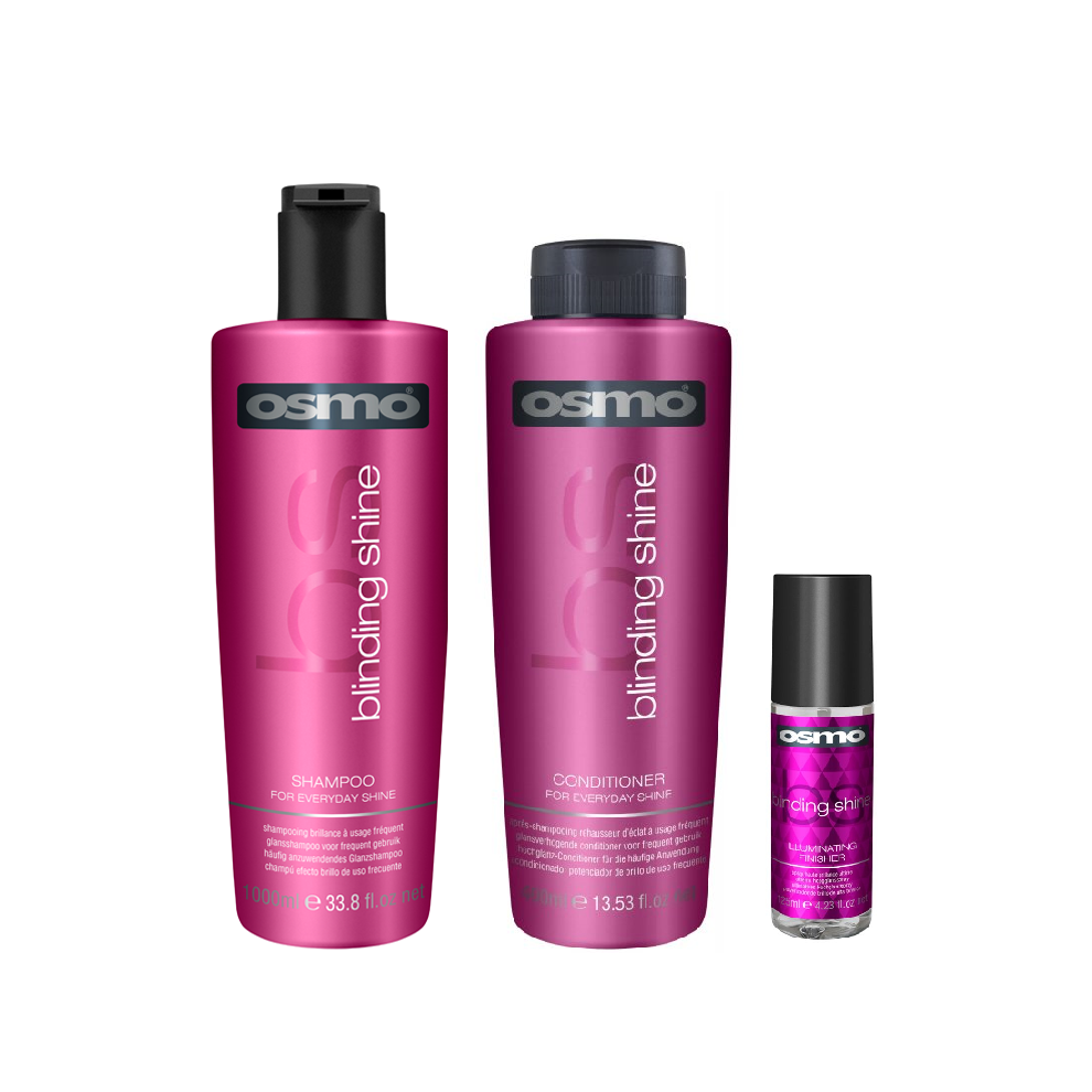 Osmo Blinding Shine Shampoo 1000ml, Conditioner 1000ml and Illuminating Finisher 125ml