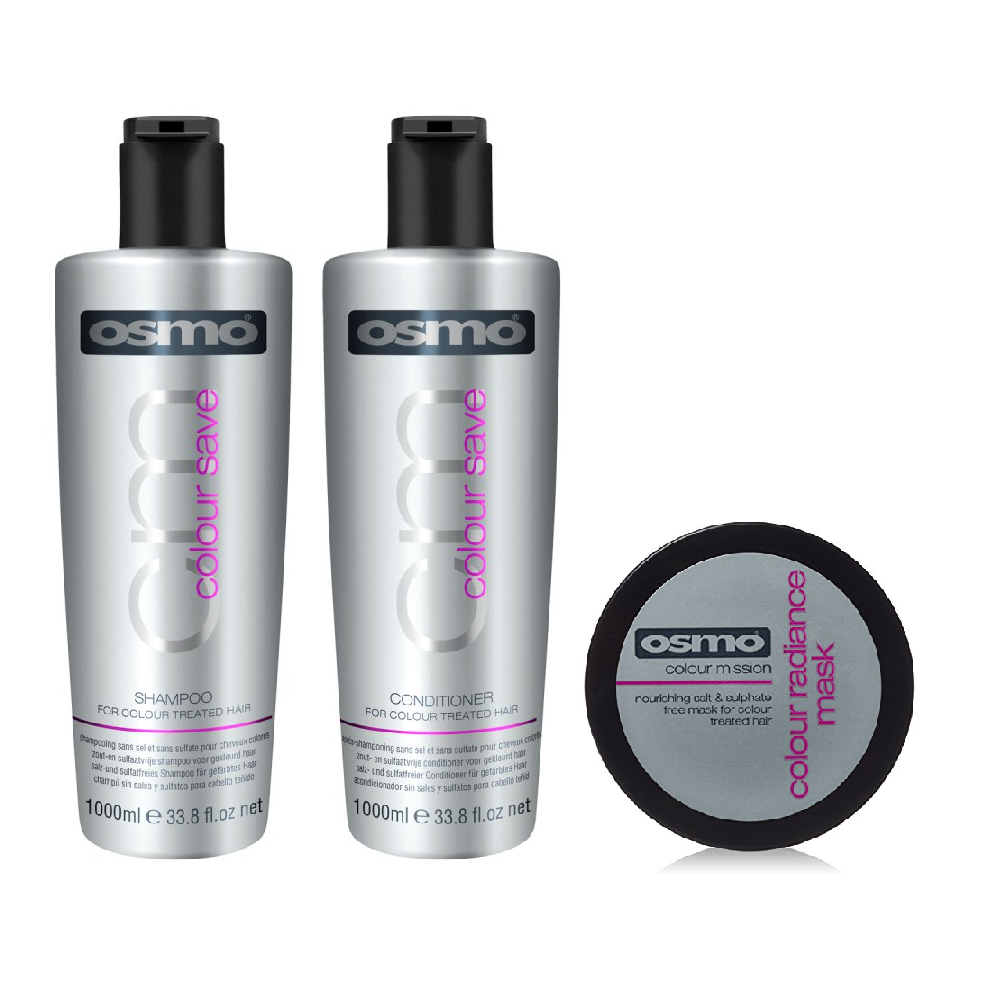 Osmo Colour Save Shampoo 1000ml, Conditioner 1000ml and Radiance Mask 300ml