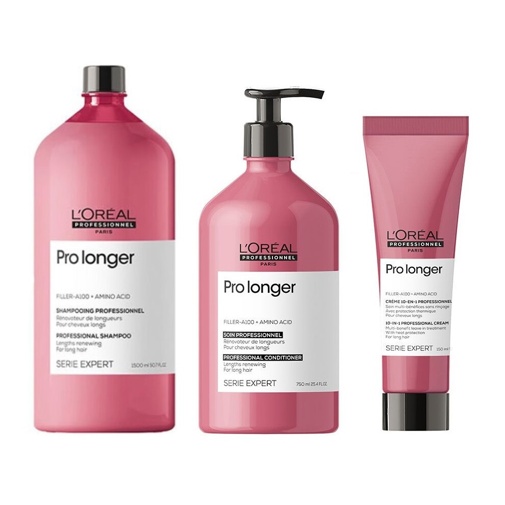 L'Oreal Serie Expert Pro Longer - Shampoo 1500ml - Conditioner 750ml - Leave In Cream 150ml