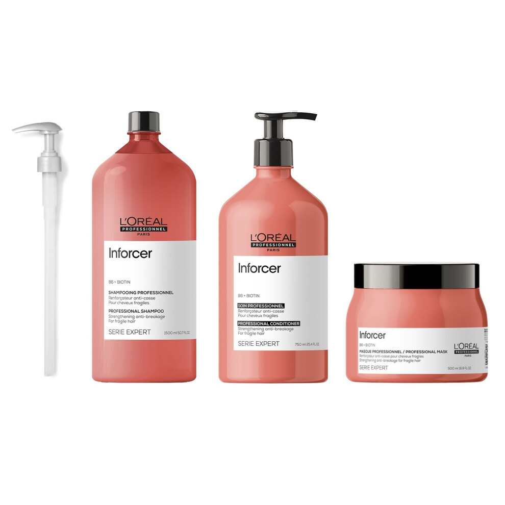 L'Oreal Serie Expert Inforcer - Pump - Shampoo 1500ml - Condtitoner 750ml - Mask 500ml