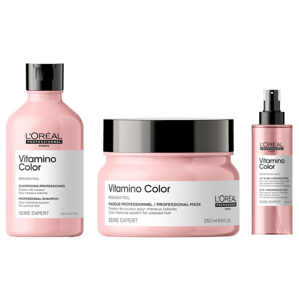 L'Oreal Serie Expert Vitamino Color - Shampoo 300ml - Mask 250ml - Leave In Treatment 190ml