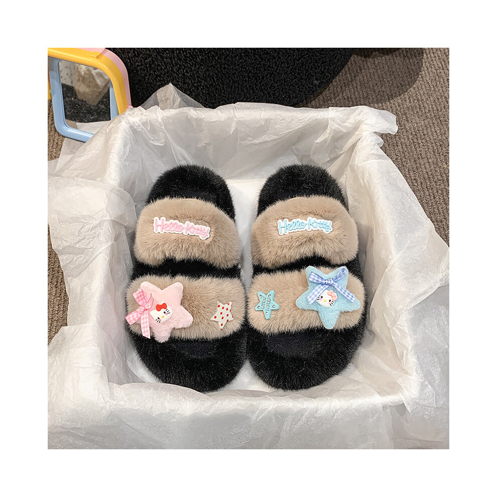 (Khaki, 40) Plush Charming Cartoon Slippers For Women Cozy Indoor Slippers Perfect For Autumn And Winter-image-OPC-PFJS5TJ-NEW