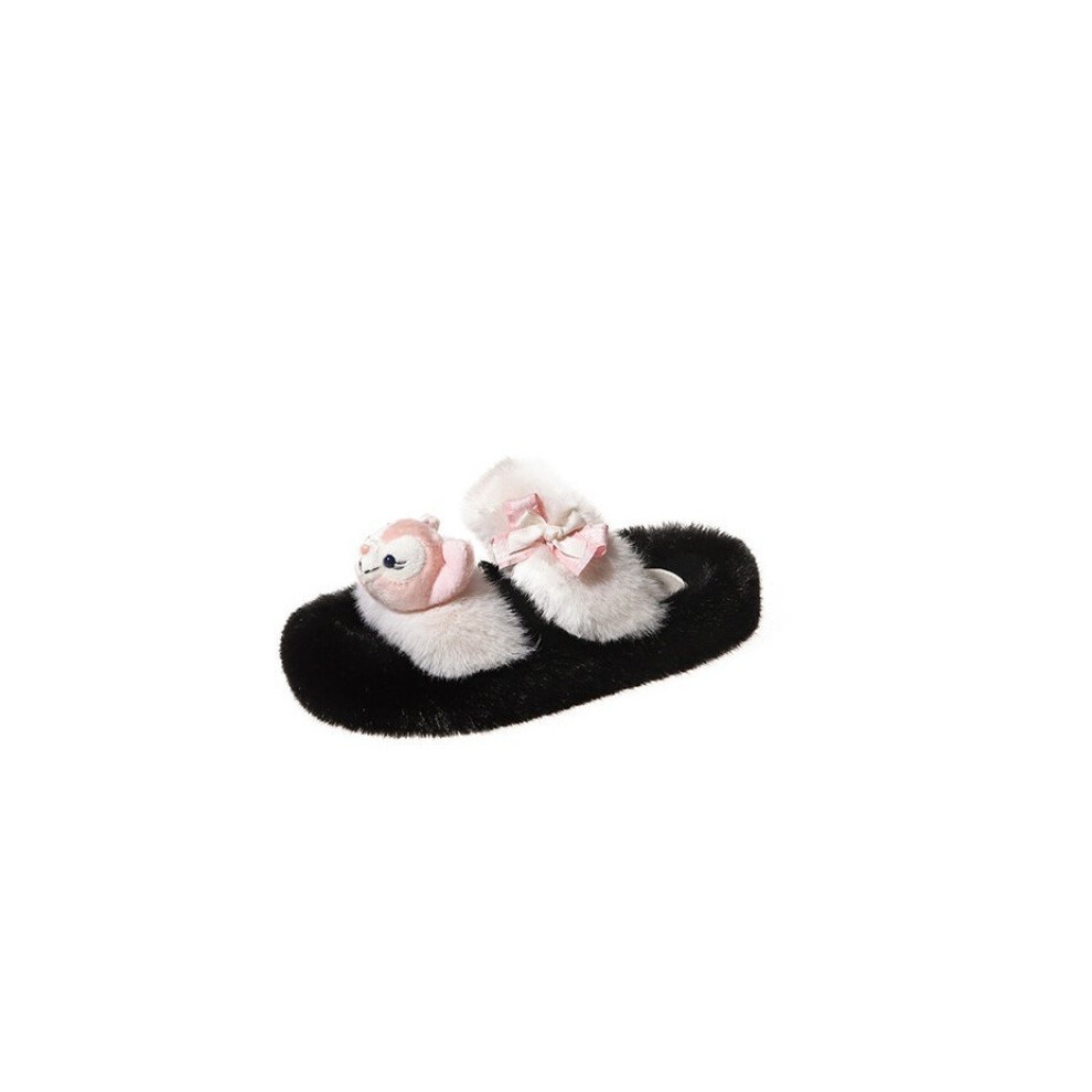 (White, 40) Adorable Summer Indoor Faux Fur Slippers For Women Thick Sole Comfortable Slide Sandals-image-OPC-PFJS8P7-NEW