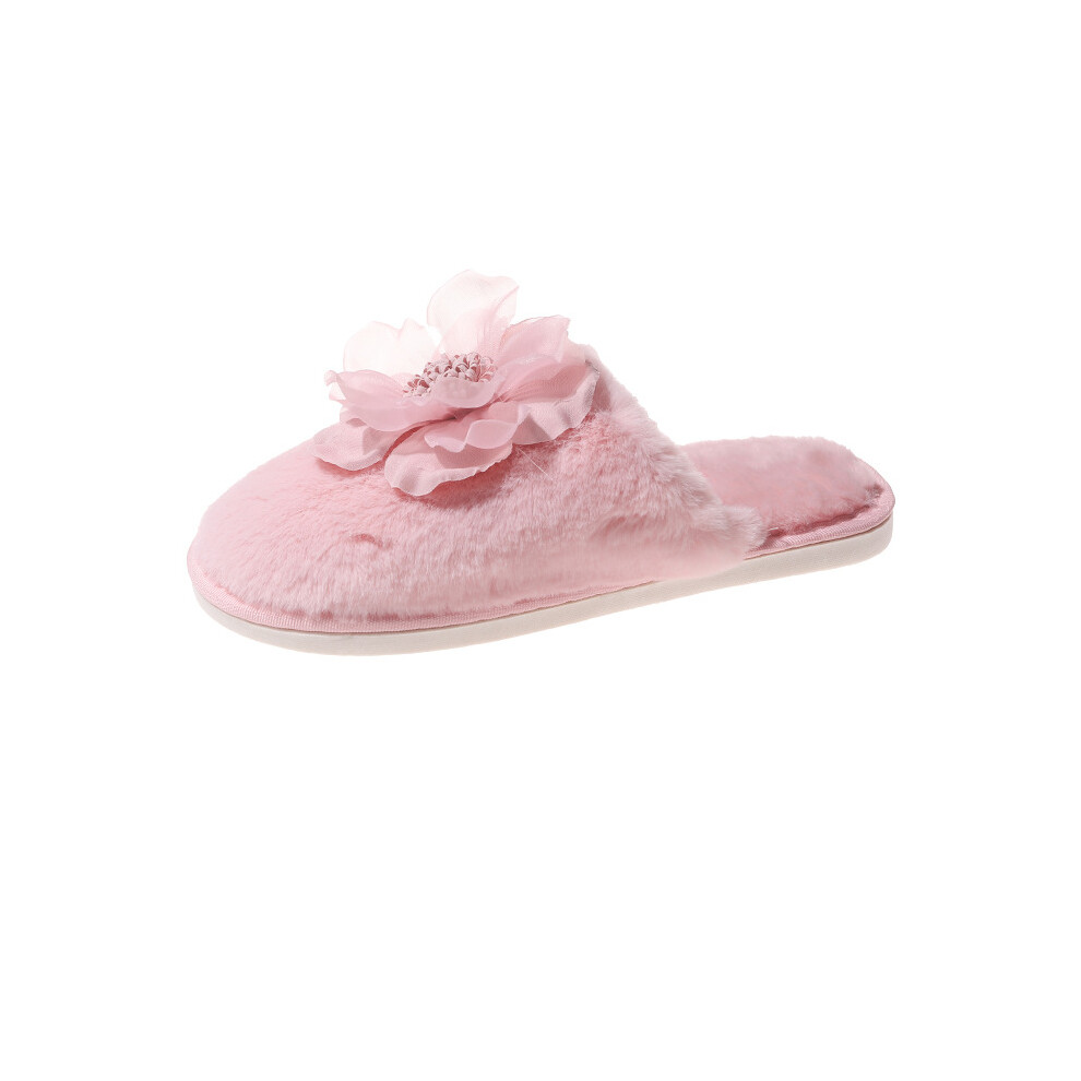 (Pink, 3839) Luxuriously Warm Womens Fuzzy Indoor And Outdoor Slippers With Charming Floral Accents-image-OPC-PFJSCGM-NEW