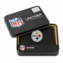 Rico Sporting Goods 138759 Pittsburgh Steelers Men's Black Leather Tri-fold Wallet
