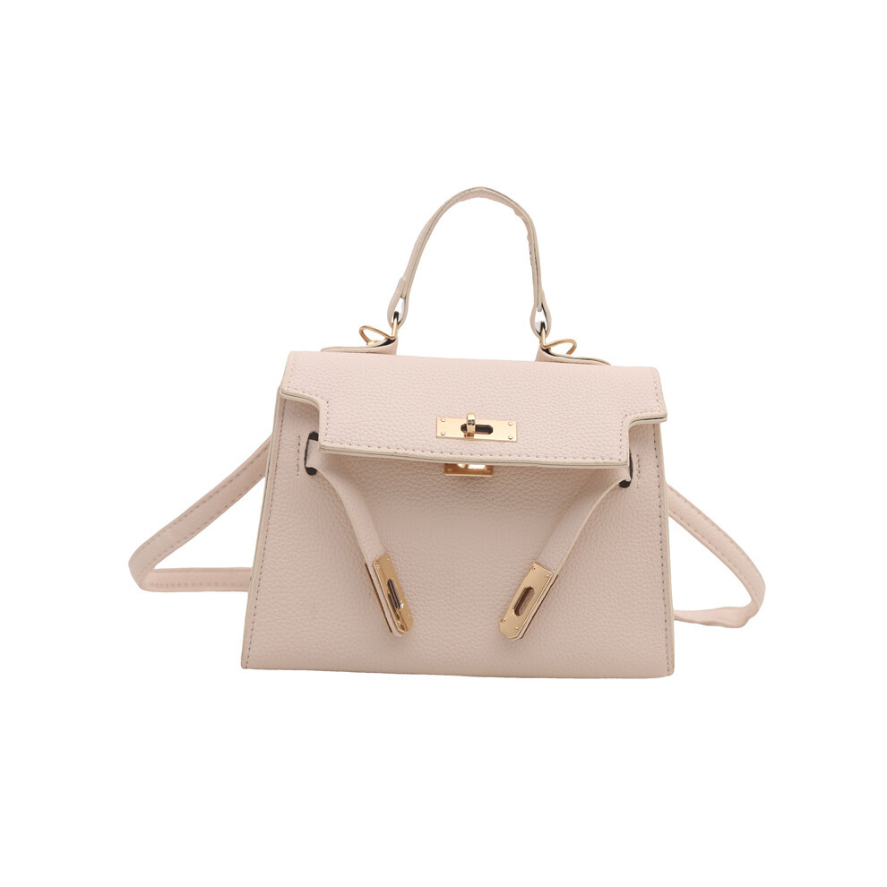 (Cream) Contemporary Synthetic Leather Kelly Bag For Women With Single Shoulder Strap For Everyday Style