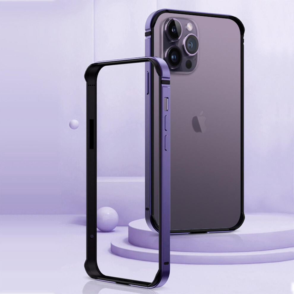 (Purple) Aluminum Metal Bumper Frame Hard Case For Iphone 15, Slim Armor Cover With Soft Tpu Inner, Raised Edge Protection Purple 9372166144135